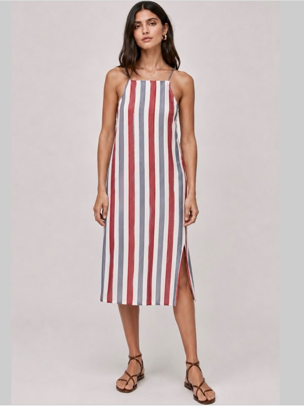 ONIA Striped Square Neck Preppy Old Money Aesthetic Y2K Apron Slip Dress XS